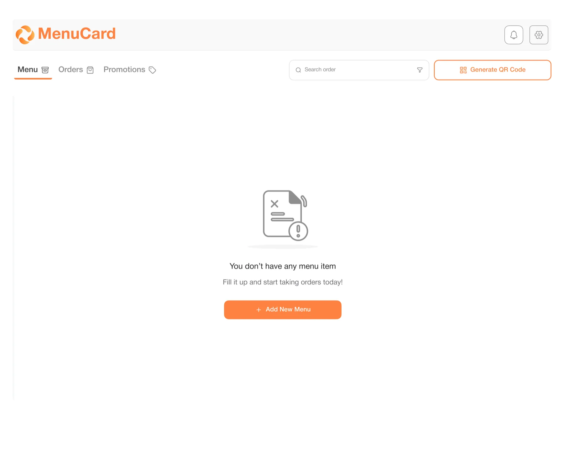 MenuCard Admin Menu