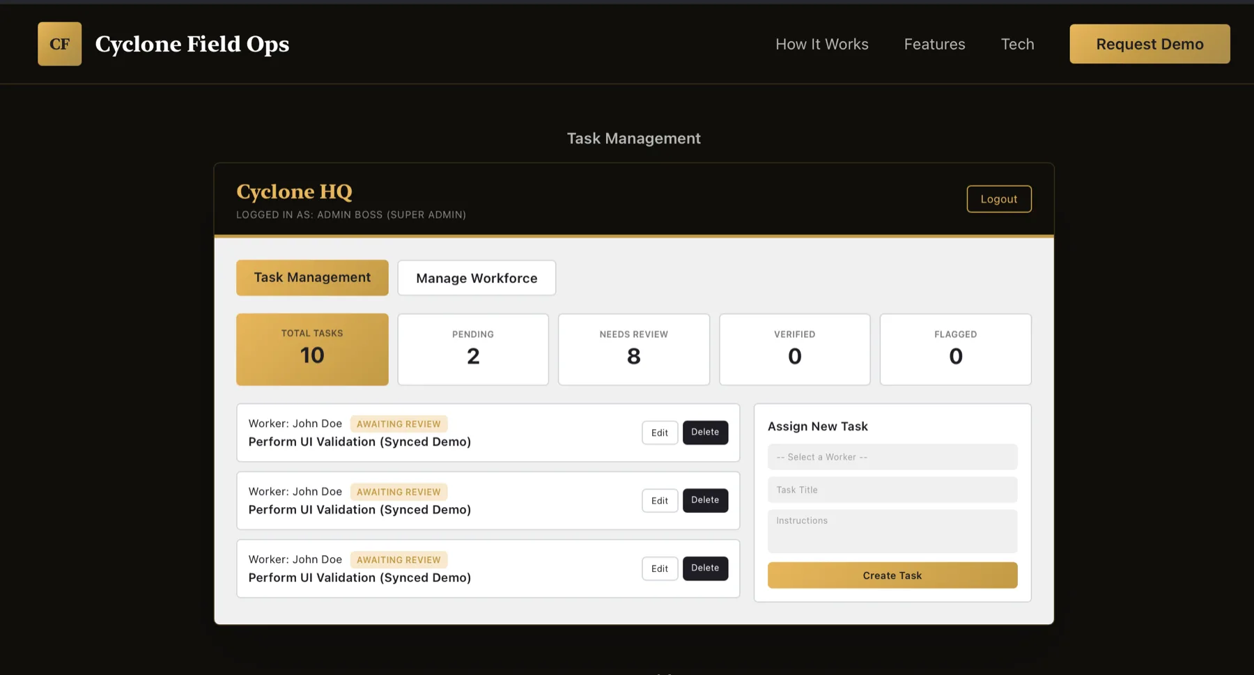 Cyclone Admin Task Management