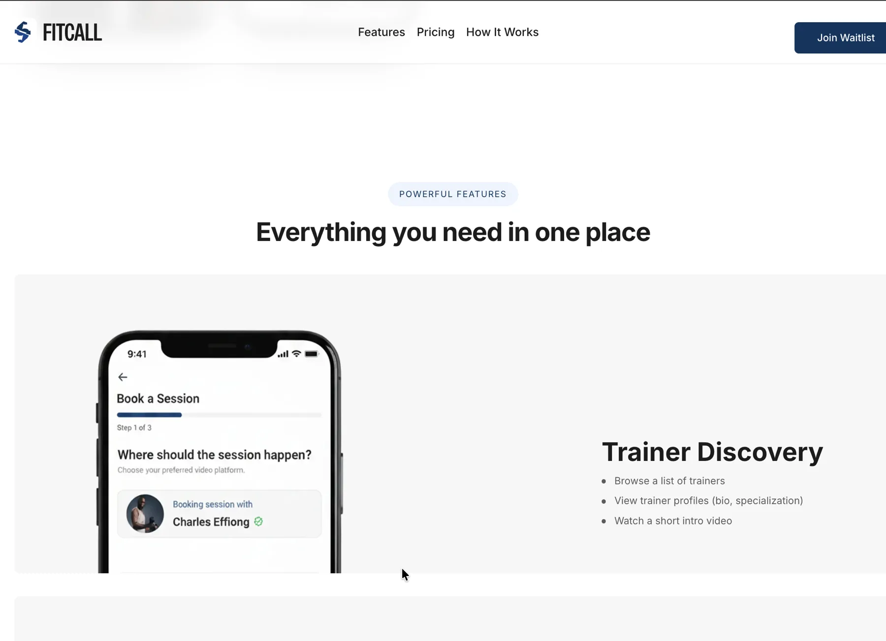 FitCall Trainer Discovery