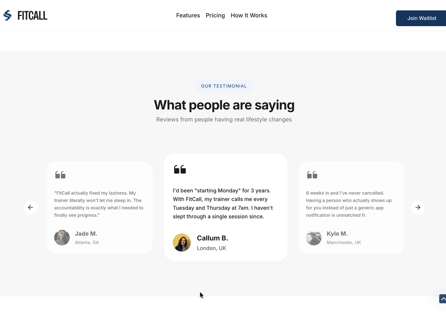 FitCall Testimonials
