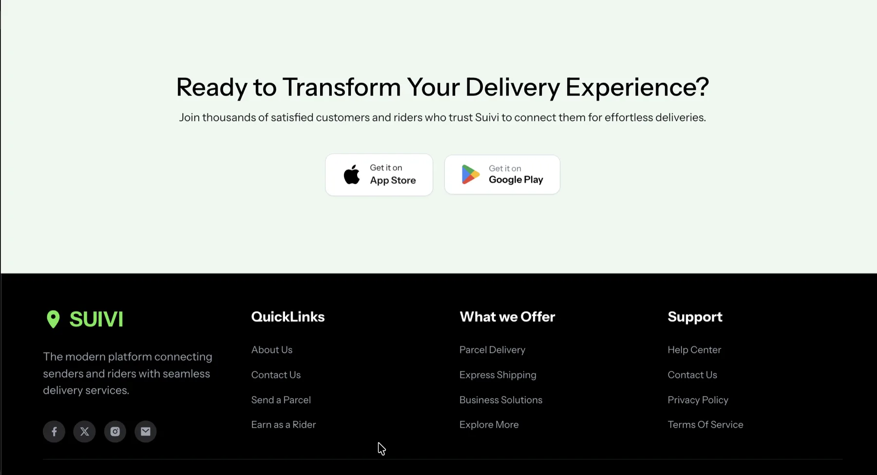 Parcel Transform Delivery CTA