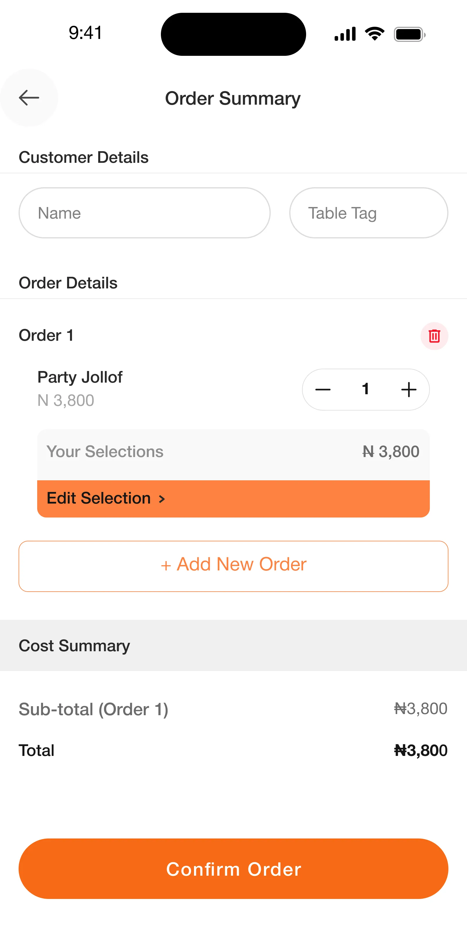 MenuCard Customer View